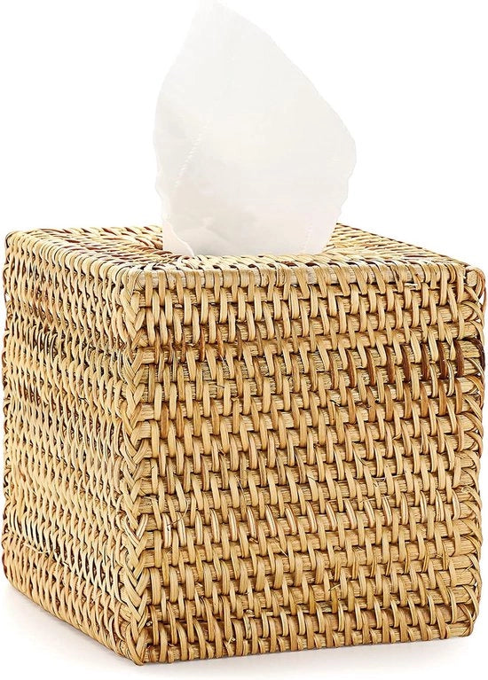 Copriporta per tessuto in rattan quadrato - Cassa organizzatrice decorativa - Dispensatore di scatole per la casa ufficio o albergo
