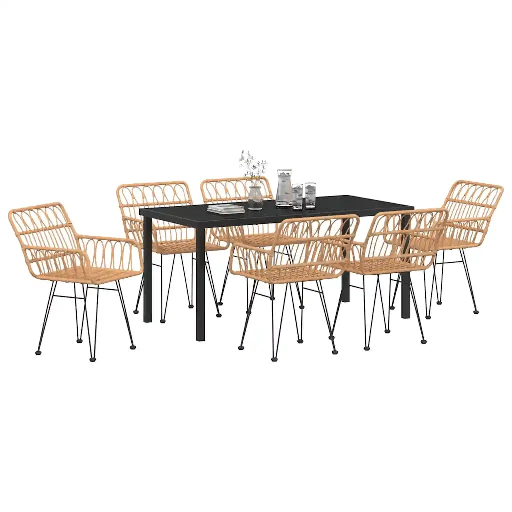 Set da Pranzo per Giardino 7 pcs Marrone 3379181