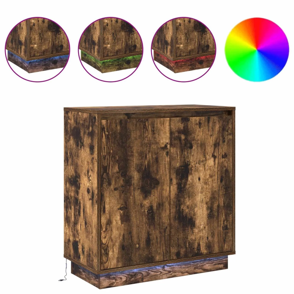 Madia LED Rovere Fumo 71 x 34,5 x 75 cm Legno ingegnerizzato 869646