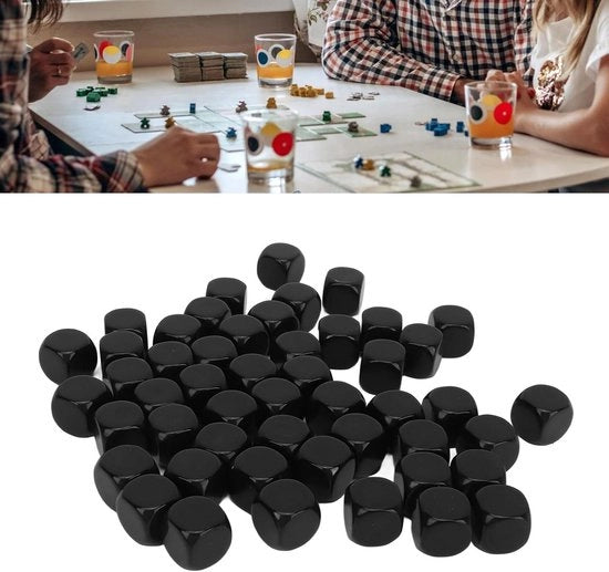 50 pezzi di dado quadrato in plastica trasparente 16 cm - giochi da tavolo educativi - matite e cartelli da assemblare - materia di matematica per l'istruzione - giochi per festa - nero.
