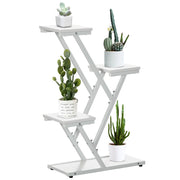 Easycomfort Scaletta Portavasi a 4 Livelli per Interni ed Esterni in MDF e Acciaio, 50.5x24x81 cm, Bianco