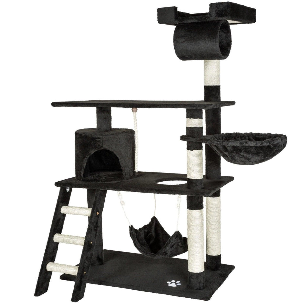 Tiragraffi albero per gatti cuccia per gatti peluche nero 141 cm 08_0000514