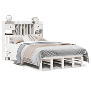 Letto matrimoniale | Letto per adulti | Letto Libreria senza Materasso Bianco 135x190 cm Legno di Pino