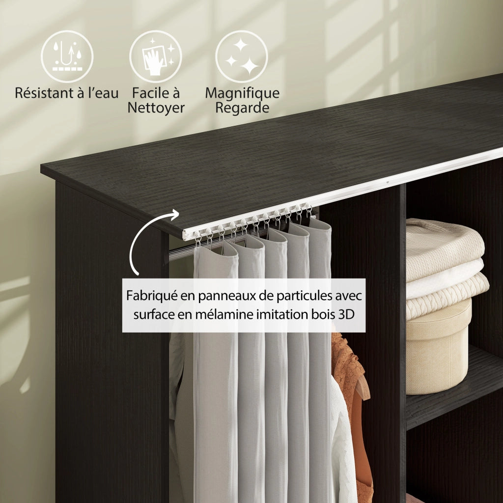 Armadio scorrevole con appendiabiti ¨C zephmum ¨C Nero 120x40x128 cm