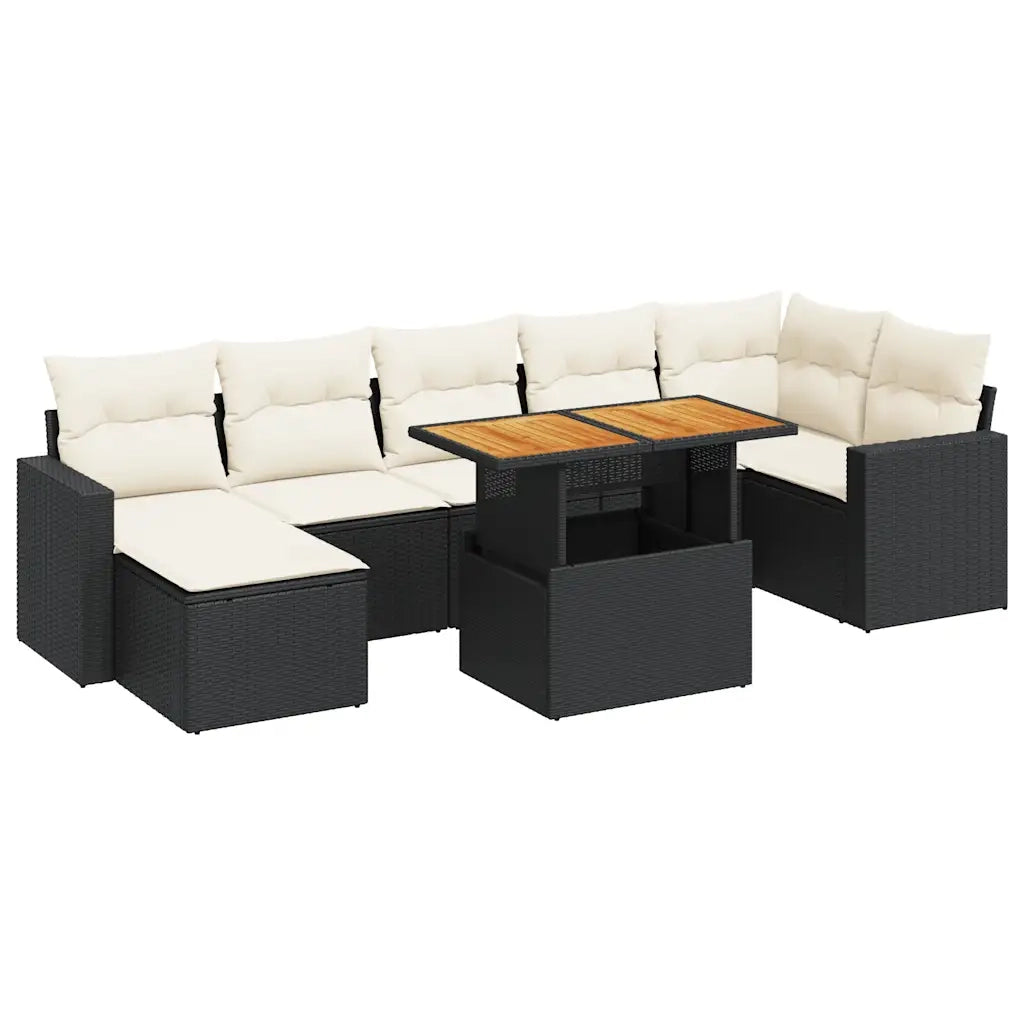 Set Divani da Giardino con Cuscini 8 pz Nero in Polyrattan 3327066