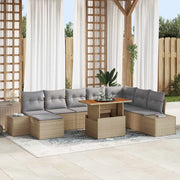 Set Divano da Giardino 9 pcs Beige Poly Rattan 3358737