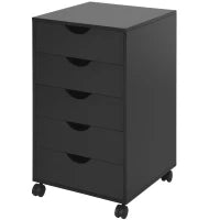 Cassettiera Ufficio con Ruote e 5 Cassetti 40x40x67 cm Nero
