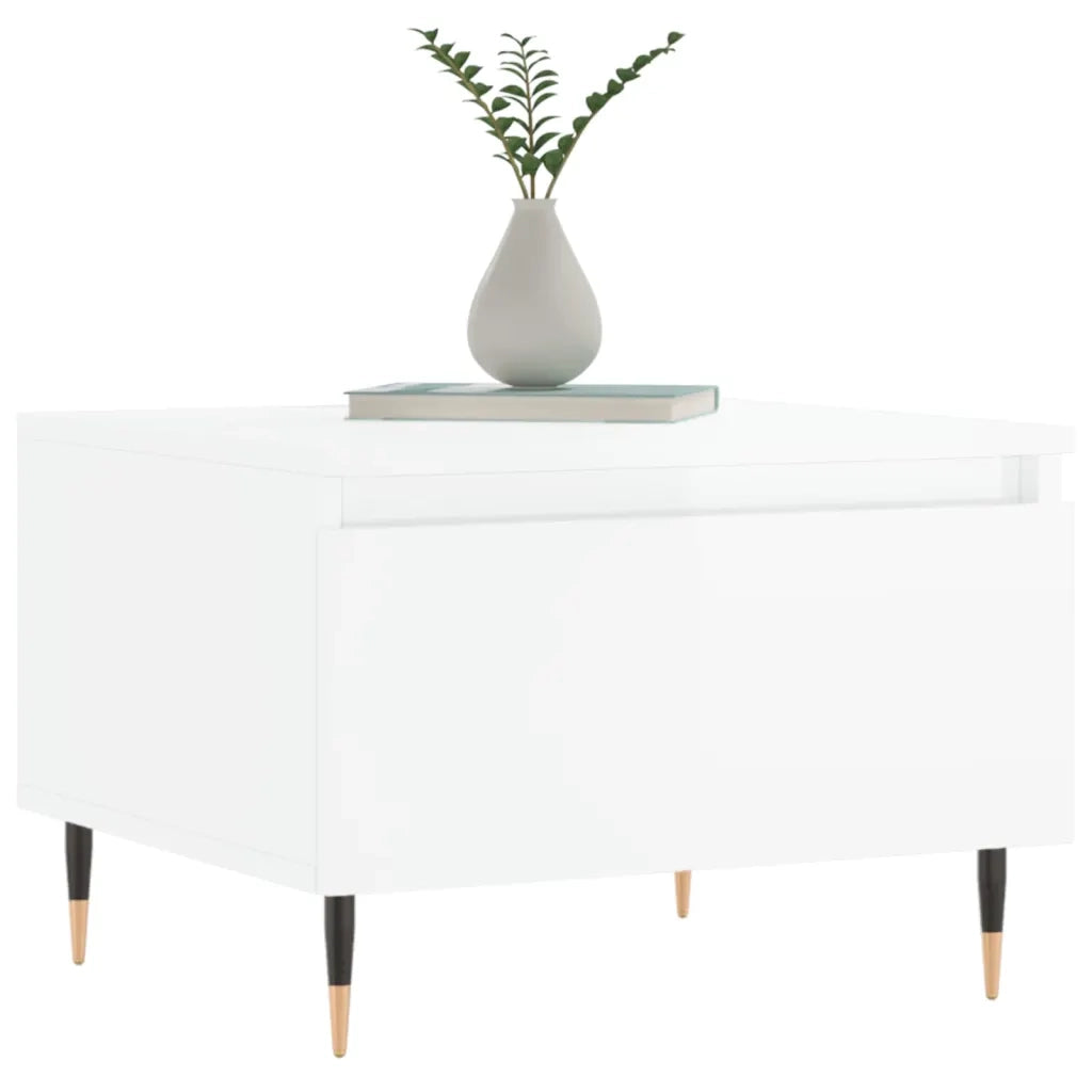 Tavolini Salotto 2pz Bianco Lucido 50x46x35cm Legno Multistrato