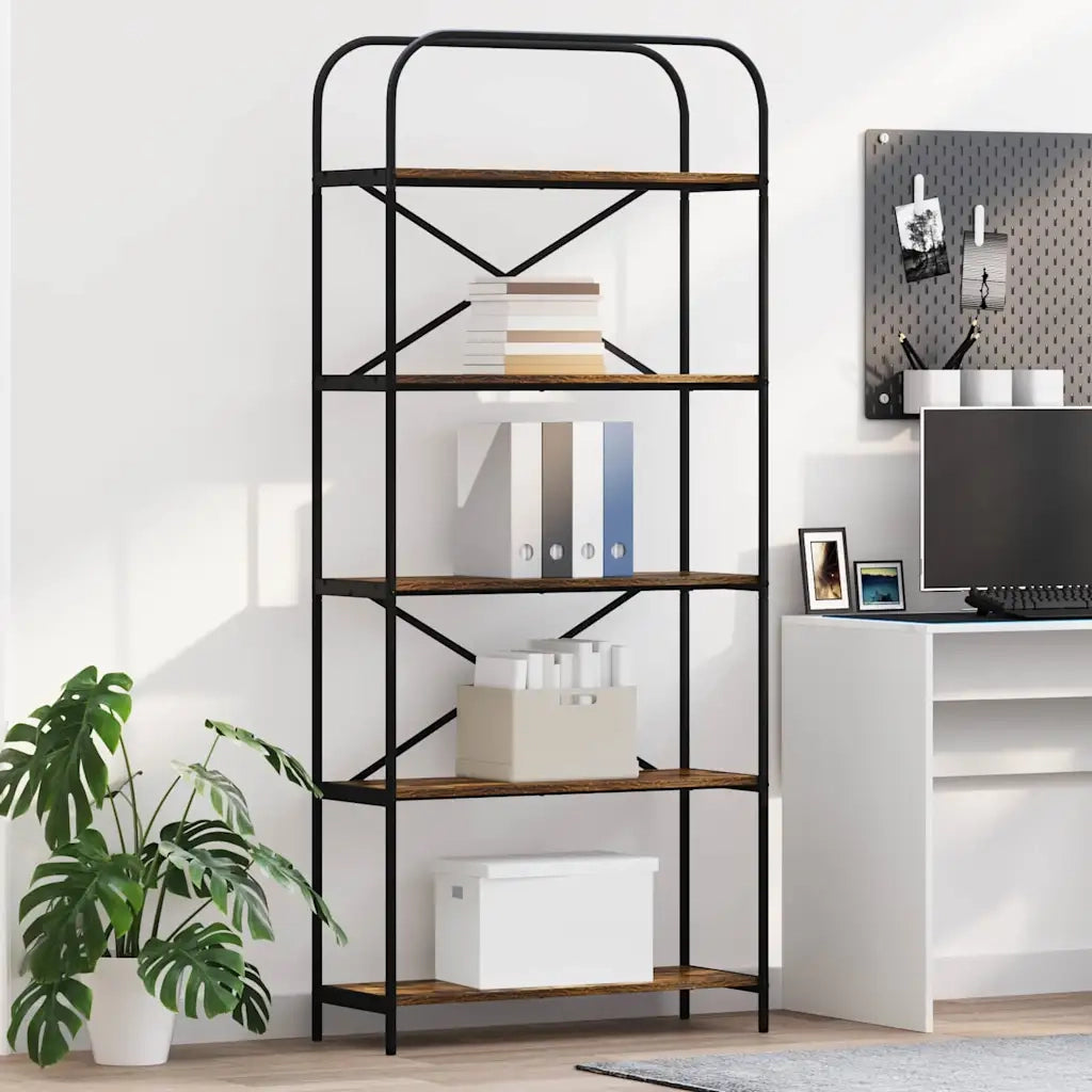 Libreria-Scaffale per Libri-Mobile di Stoccaggio Rovere fum¨¦ 80 x 30 x 183 cm Legno multistrato 110758