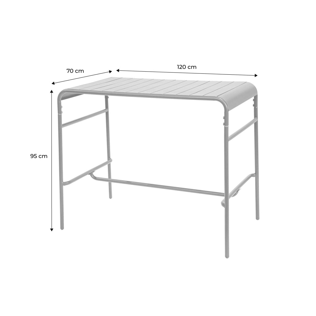 Tavolo alto da giardino in acciaio, 4 posti, 120cm, antracite