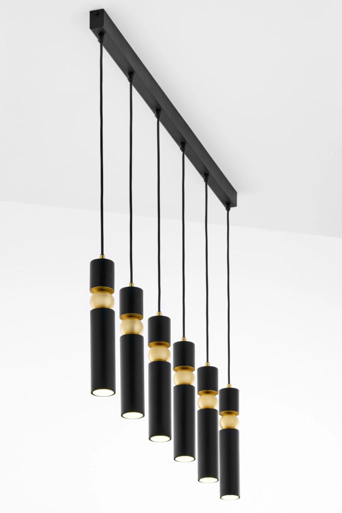 Lampada sospensione barra 90cm nero oro 6xGU10 ALAS