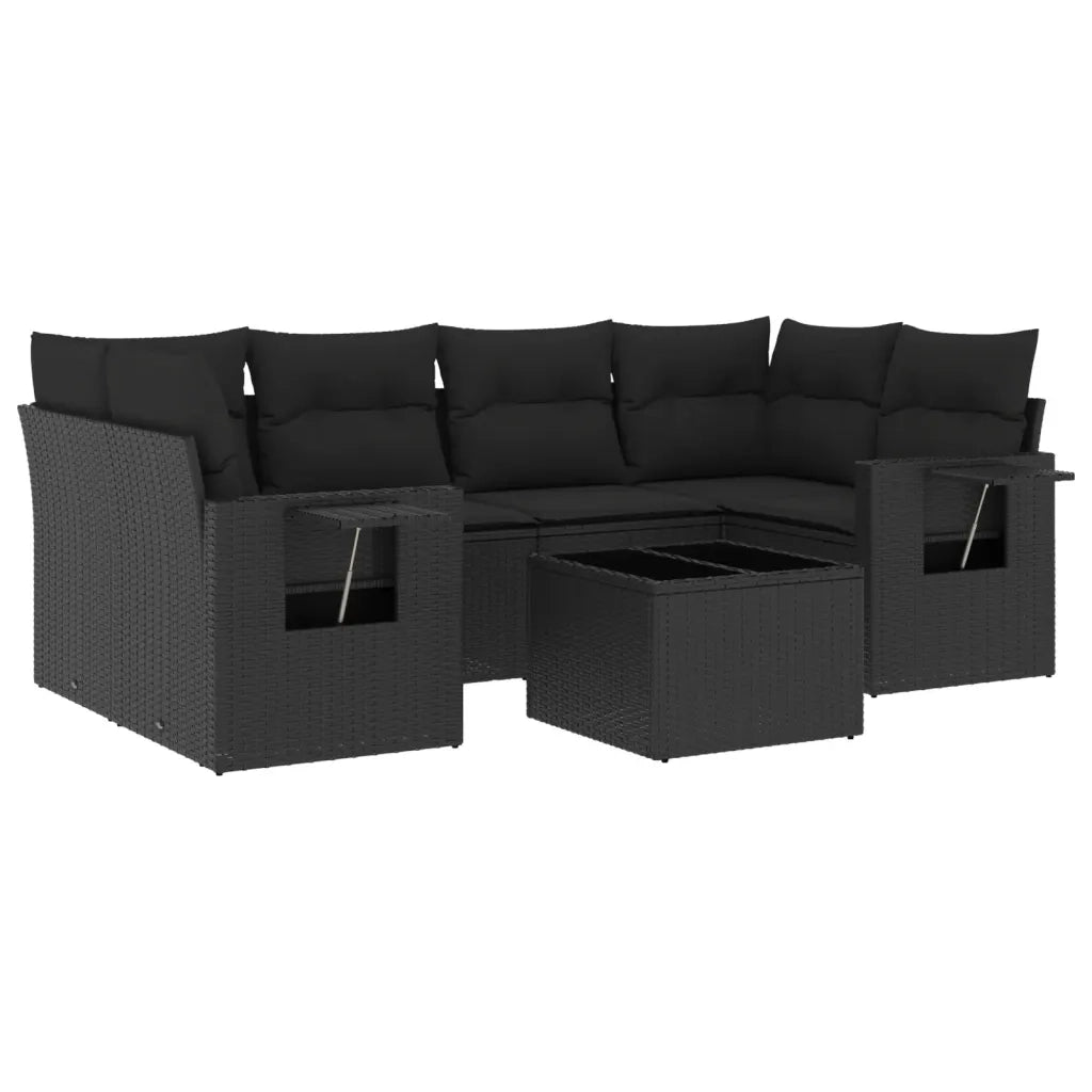 Set Divani da Giardino con Cuscini 7pz Nero Polyrattancod mxl 114840