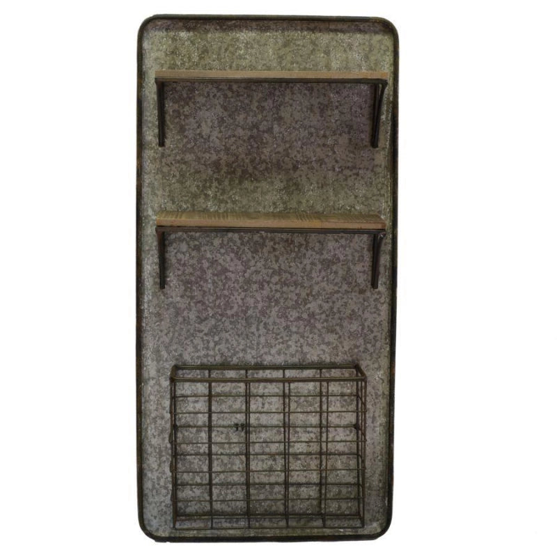 Mensola metallo legno 2 piani con portatutto cm 38,5x11,5h78