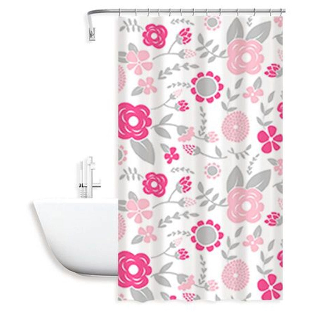 Trade Shop - Tenda Doccia Anti Muffa Fiori Impermeabile 180 X 200 Cm Con Anelli Bagno 79222 -
