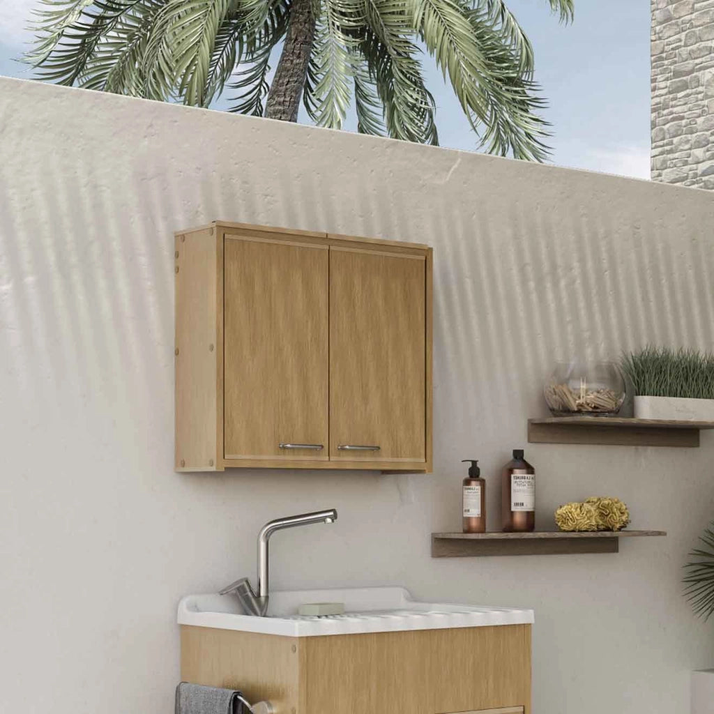 PENSILE bagno in PVC in KIT per interni/esterni - Dim: 59 x 59 x 22 cm - CR - colore: LEGNO FRASSINO