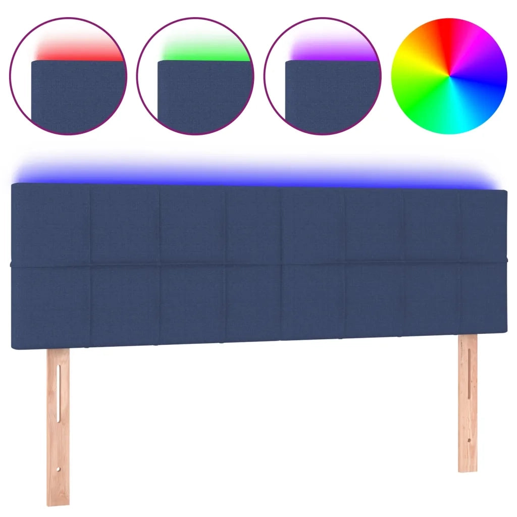 Testiera a LED Blu 144x5x78/88 cm in Tessuto 3121616