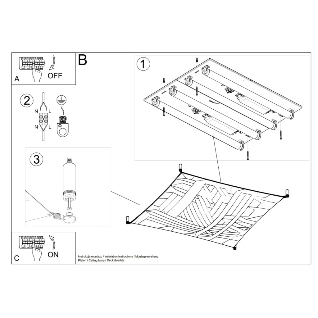 LUNA 2BM Lampada in tessuto bianco 4x8,5W 850lm 3000K IP20