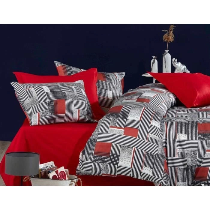 Completo letto - 1 copripiumino 220 x 240 cm + 2 federe 60 x 60 cm - 100% poliestere microsatin - Grigio