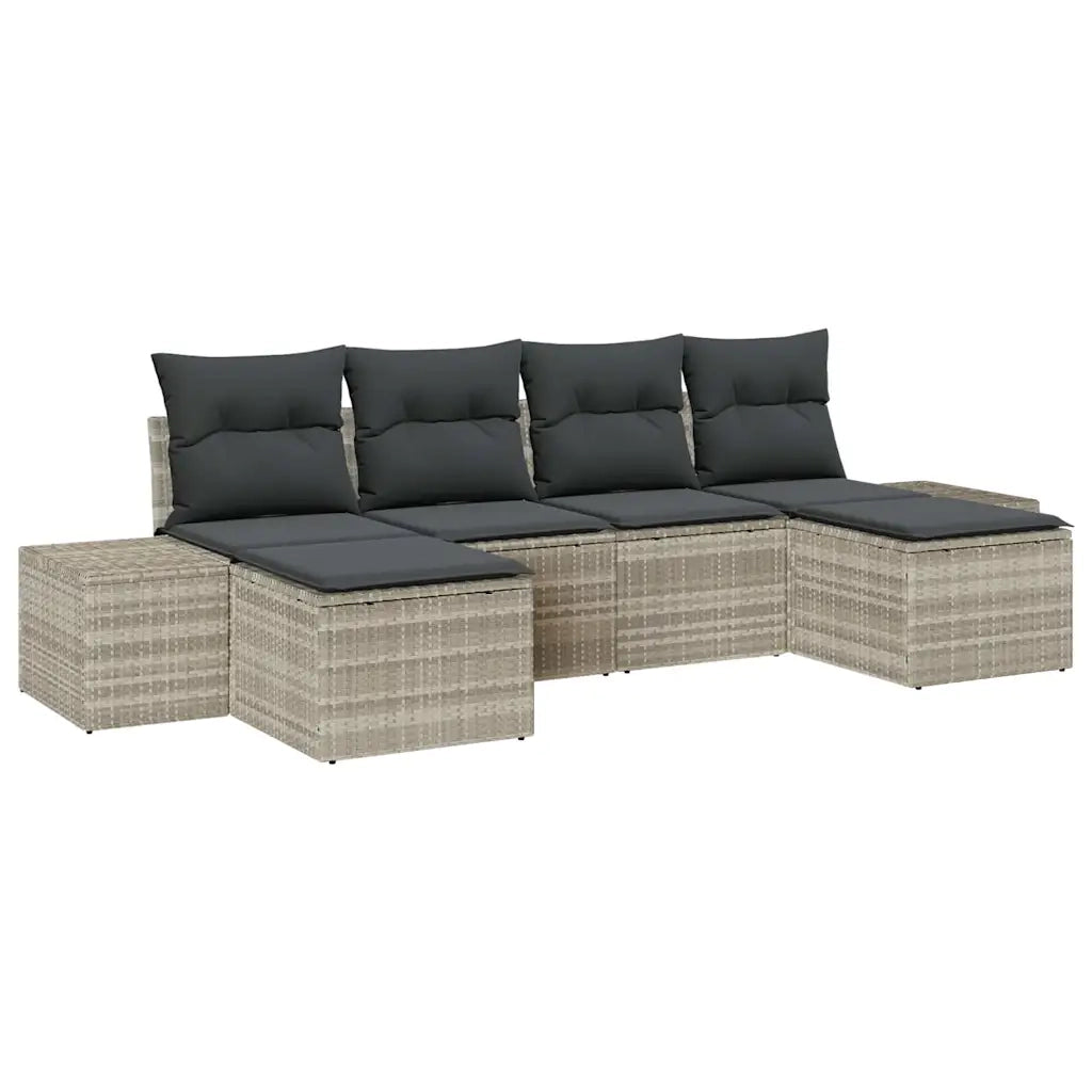 Set Divano da Giardino 6 pcs Grigio chiaro polyrattan 3347172