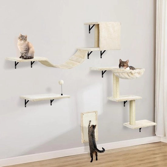 Kit di protezione per parete per gatti - Beige - Legno - 4 pezzi