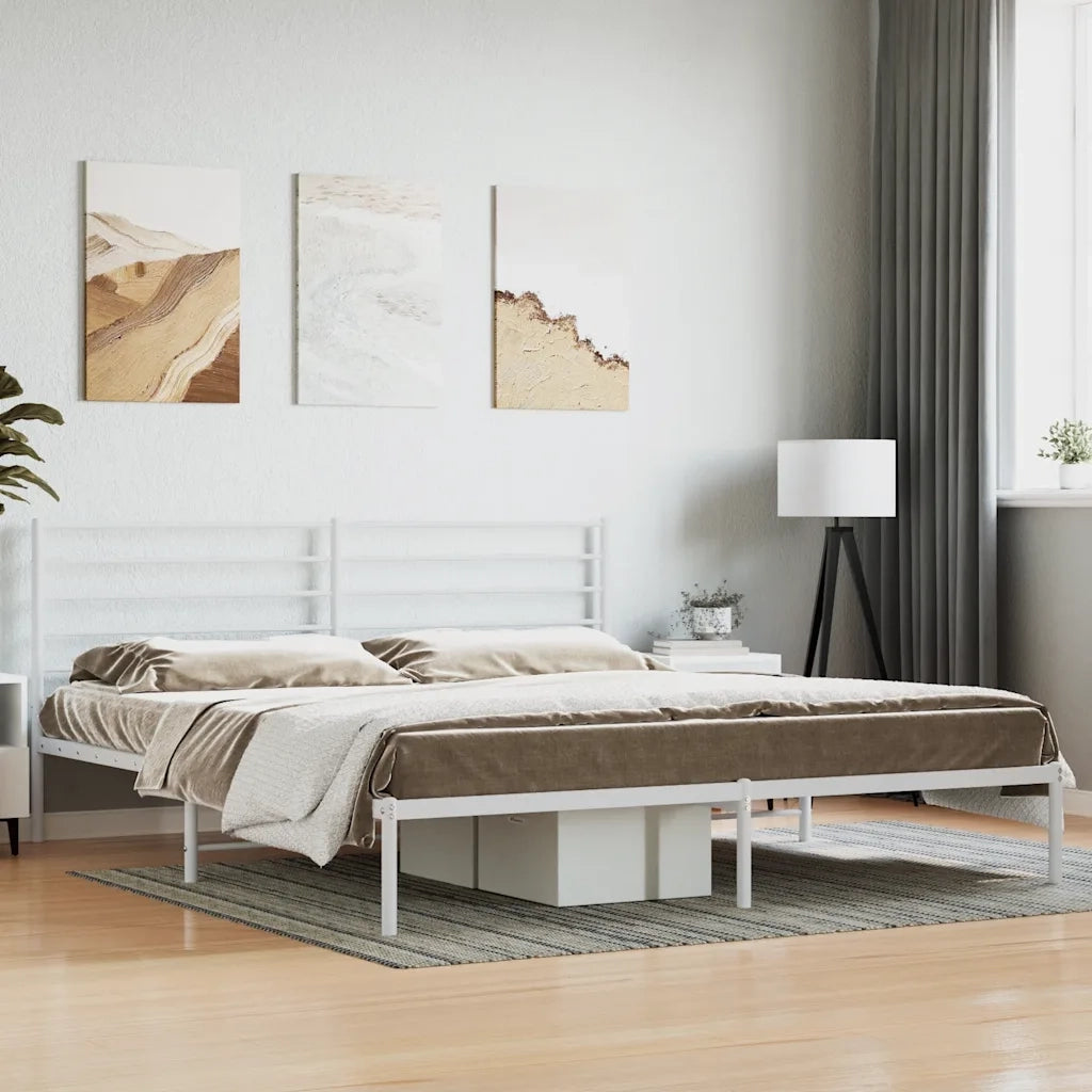Giroletto con Testiera-Struttura Letto con testiera Metallo Bianco 180x200 cm 457854