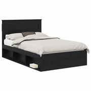 Letto matrimoniale | Letto per adulti | Struttura del letto Nero 135 x 190 cm Pino massello