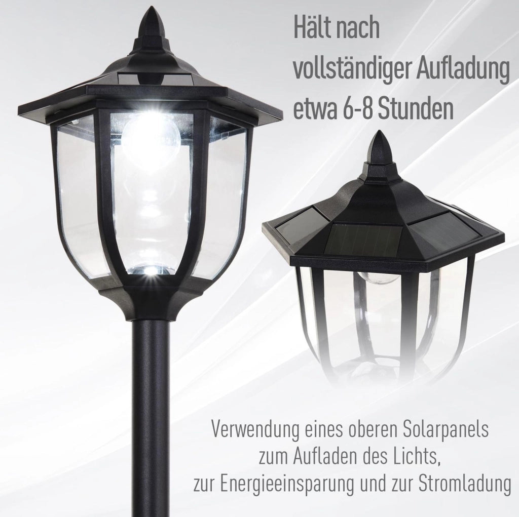 Lampada solare LED da esterno IP44 nera con 6 LED
