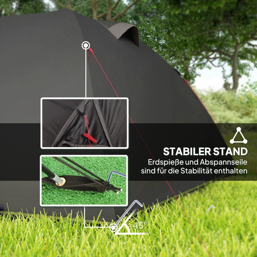 Tenda da campeggio 2 persone tunnel leggera stabile ¨C Minimal ¨C Nero 210x140x110 cm