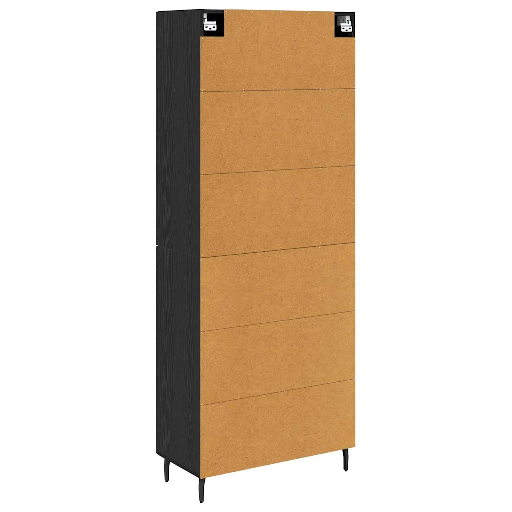 Credenza 2 pz | Madia | Buffet da pranzo | Armadio da pranzo Rovere nero Legno Stratificato e Vetro