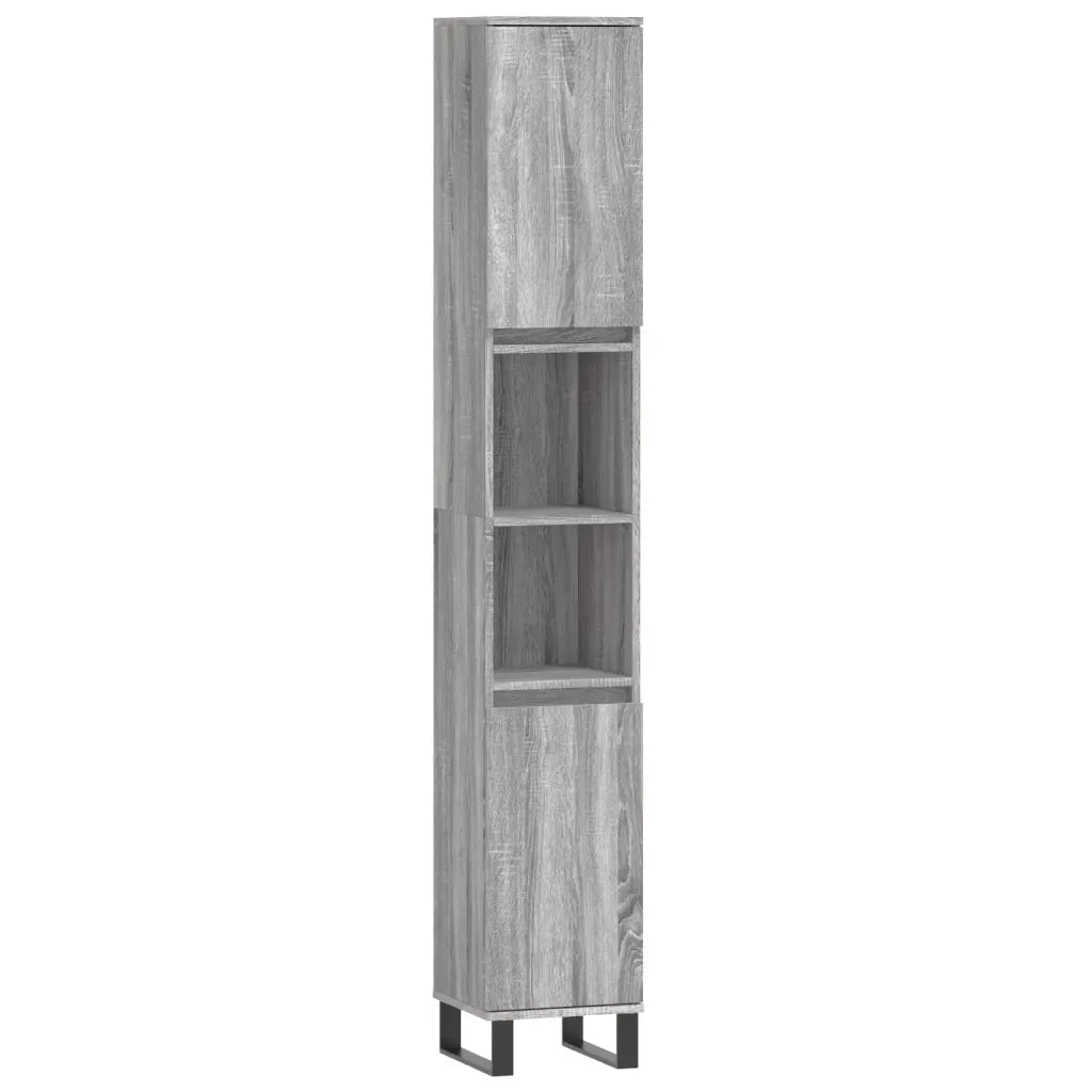 Armadietto Bagno Grigio Sonoma 30x30x190cm in Legno Multistrato 831546
