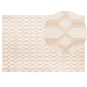 Tappeto Beige Viscosa 140 x 200 cm Motivo Geometrico Tessuto a Mano Flatweave