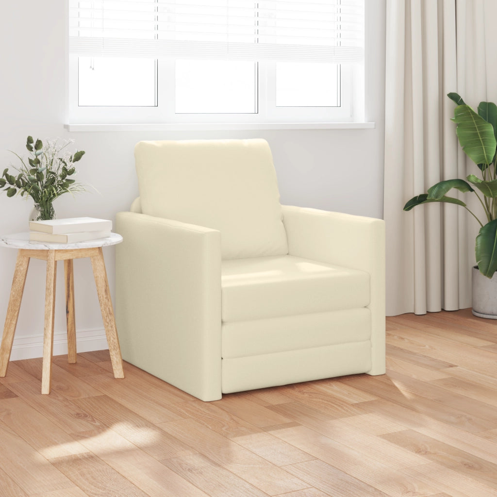 Divano Letto 2-in-1 Panna 74x77x81 cm in Pelle Sintetica