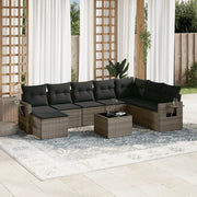 Set Divano da Giardino 9 pz con Cuscini Grigio in Polyrattan 3252907