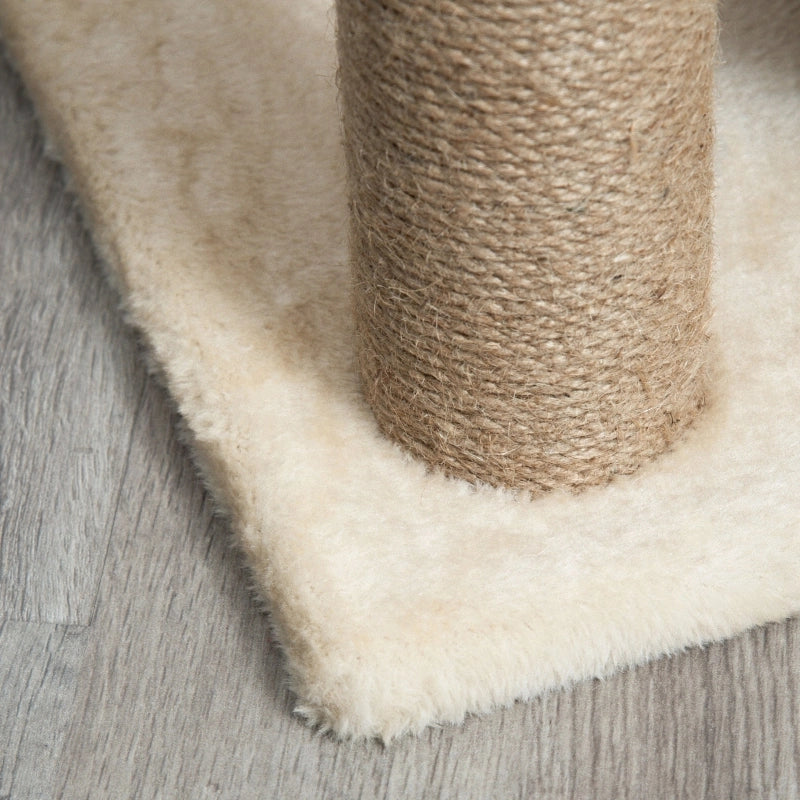 Albero Tiragraffi per Gatti con Lettino e Piattaforma U, 60 x 30 x 76 cm, Colore Naturale