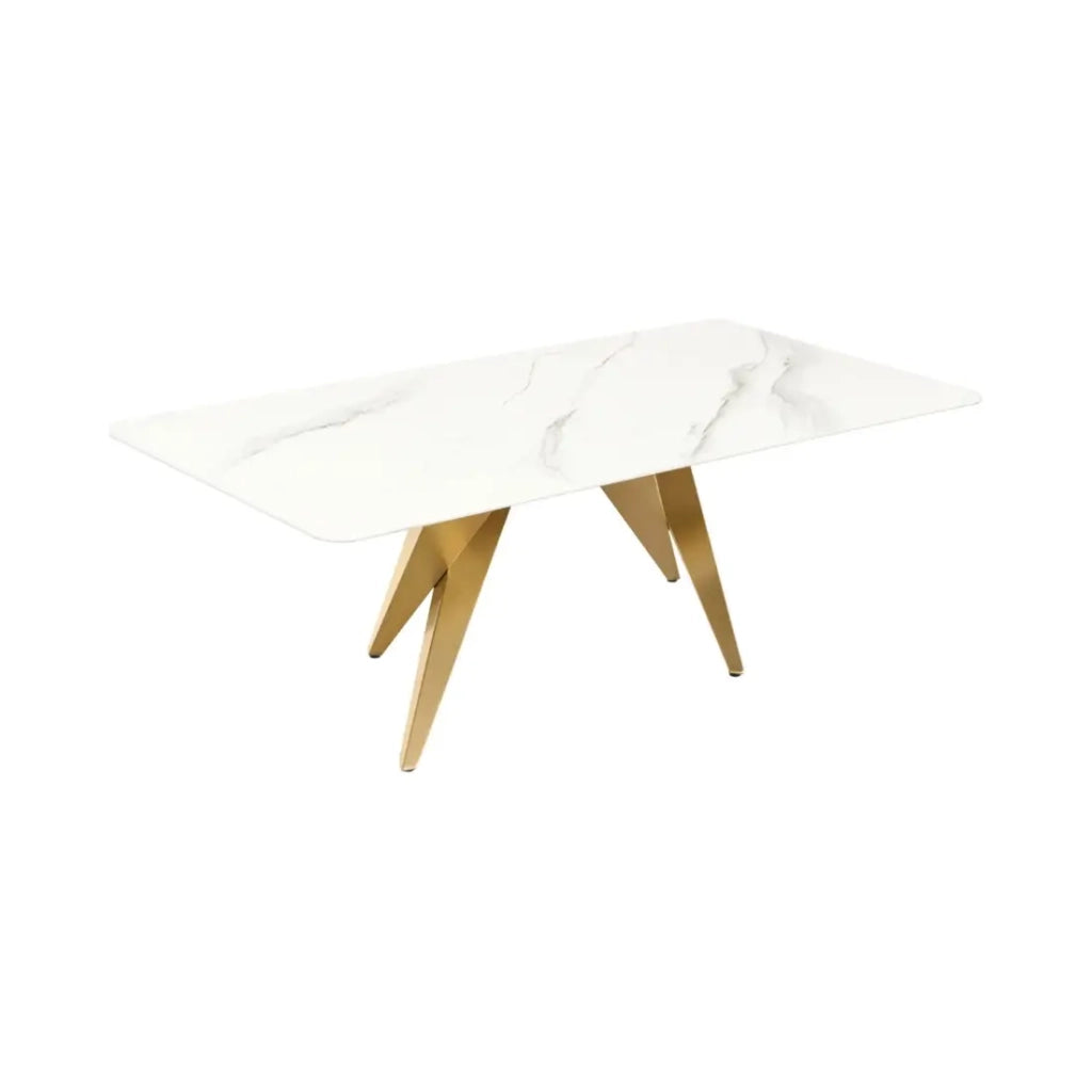 Tavolino AXIS 130 cm effetto marmo bianco con gambe dorate