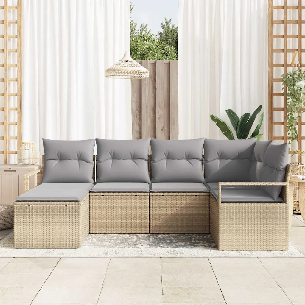 Set di divani con cuscino 6 pcs Beige polyrattan