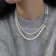 Collana doppia di perle staccabile, realizzata a mano, regalo di Natale o compleanno.
