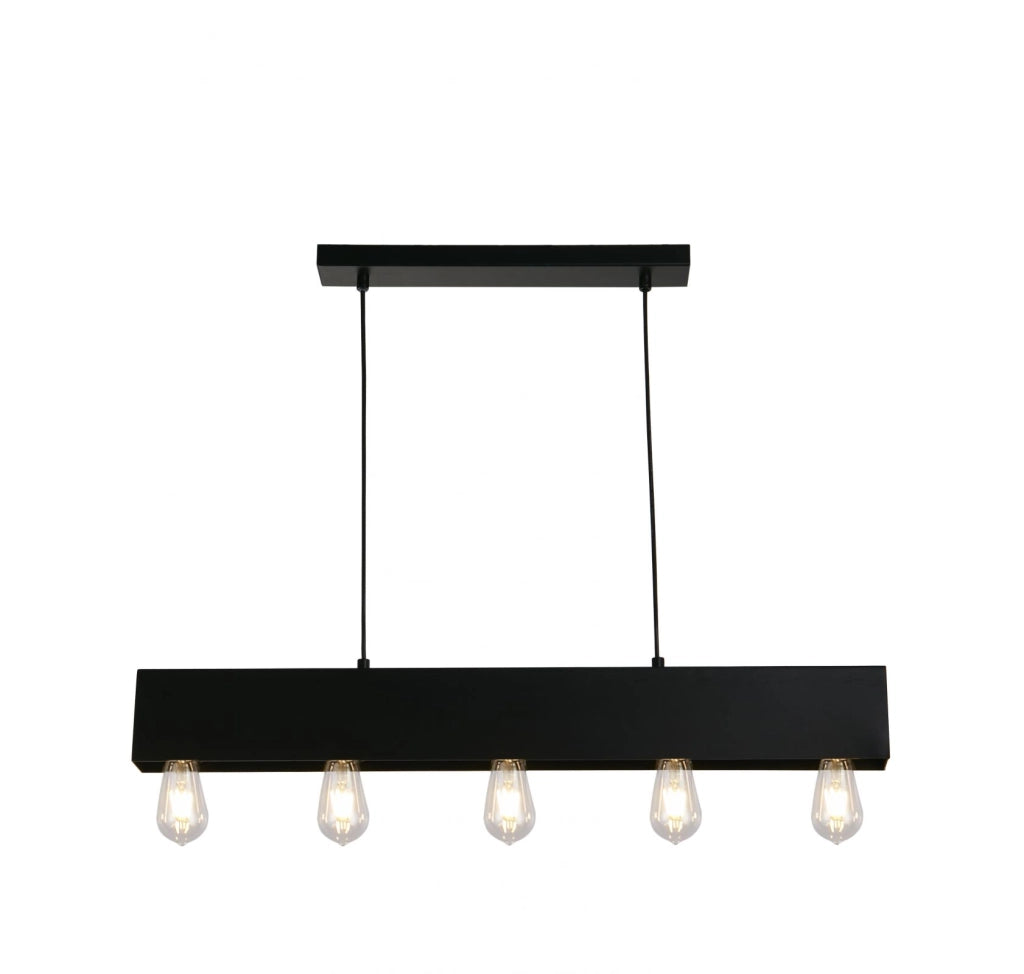 Lampada a sospensione Piano 5Lt Diner Bar - Metallo nero opaco