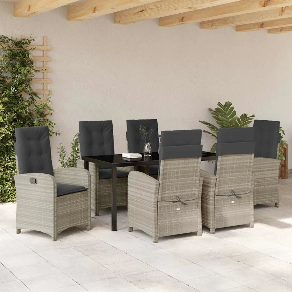 Set da Pranzo per Giardino 7 pcs Grigio chiaro polyrattan 3380299