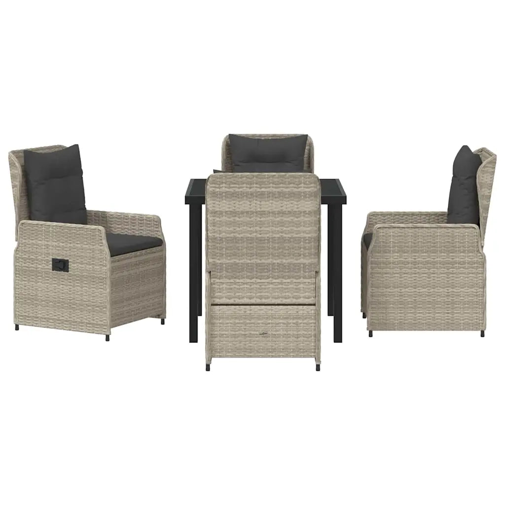 Set da Pranzo per Giardino 5 pcs Grigio chiaro polyrattan