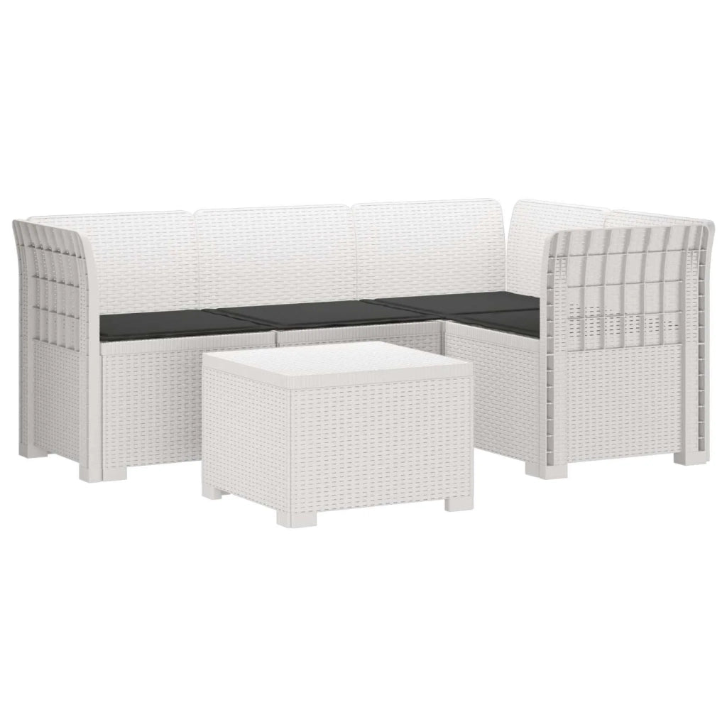 Divano da giardino 4 posti con cuscini aspetto rattan PP Bianco 3444007