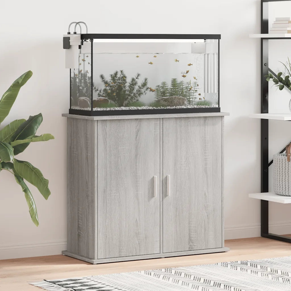 Supporto Acquario 81x36x73cm in Legno Multistrato Grigio Sonoma 833629