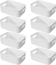 Set di contenitori di archiviazione da 8 - Scatole di plastica bianche - 30 x 20 x 12 cm