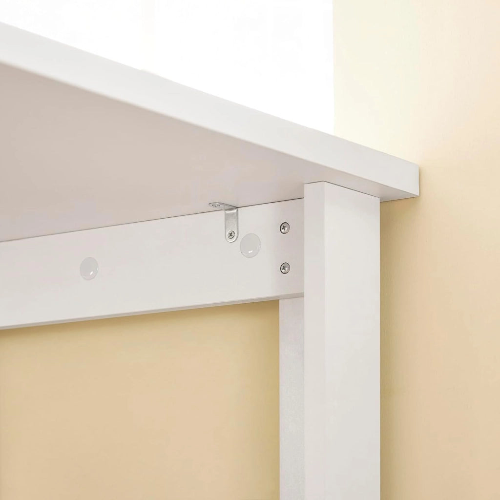 Tavolo Alto da Cucina, Tavolo da Bar Moderno con Ripiani di Stoccaggio, Design Salvaspazio per Cucina Piccola, Soggiorno, Angolo Bar o Studio Bianco 112 x 57 x 106 cm FWT17-II-W