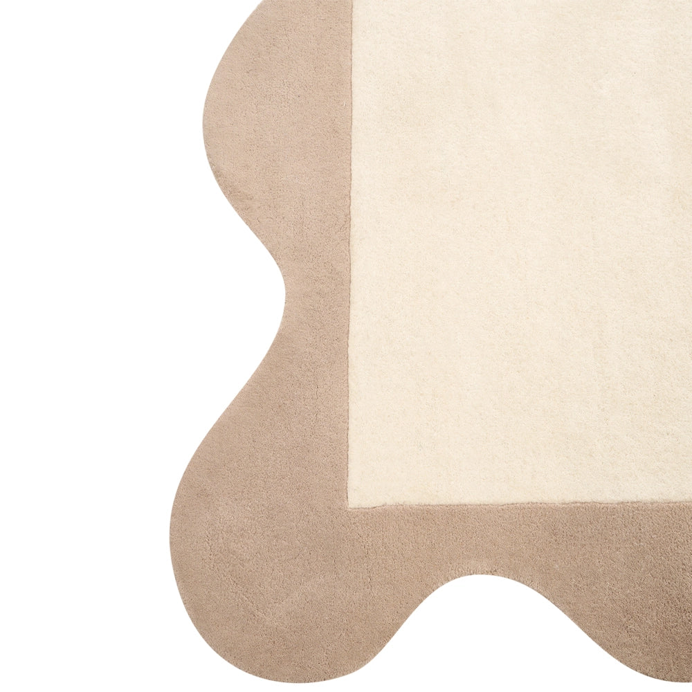 Tappeto beige in lana di forma irregolare con motivo geometrico 160 x 230 cm Stile moderno Soggiorno