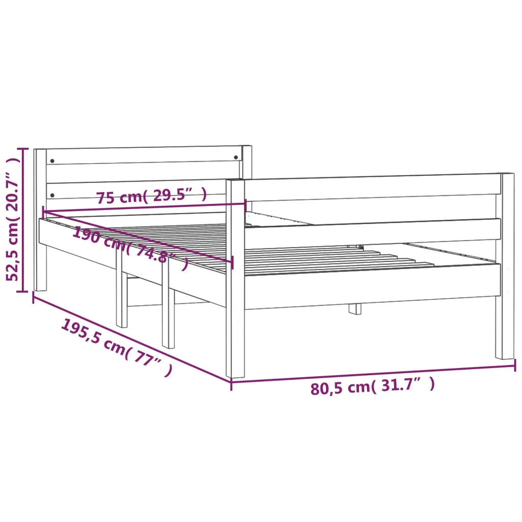Giroletto Nero 75x190 cm in Legno Massello di Pino 821643