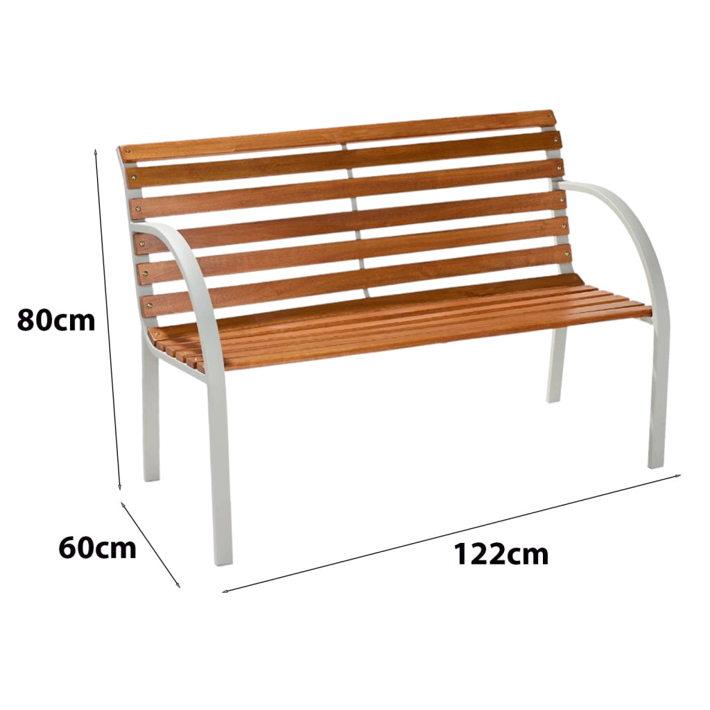 Marvin Panchina da Giardino con Doghe in Legno Naturale e Metallo, Panca per Esterno Balcone Terrazzo con Schienale Brac