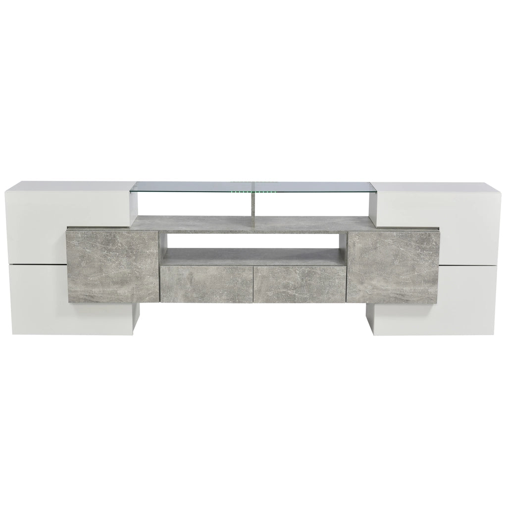 Mobile TV Lowboard LED ¨C MINIMAL ¨C Bianco lucido vetro 200x40x35