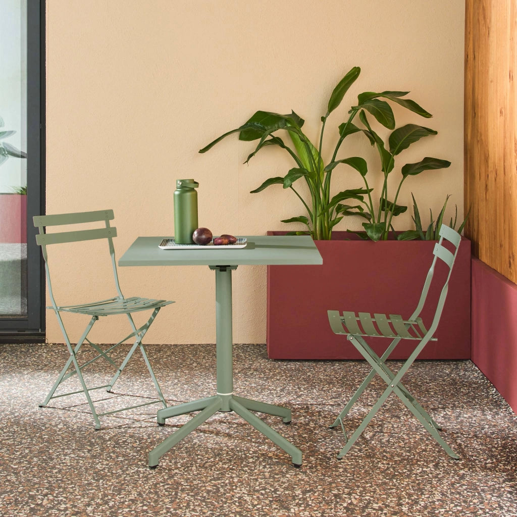 Set tavolo da giardino bistrot pieghevole in metallo con 2 sedie,