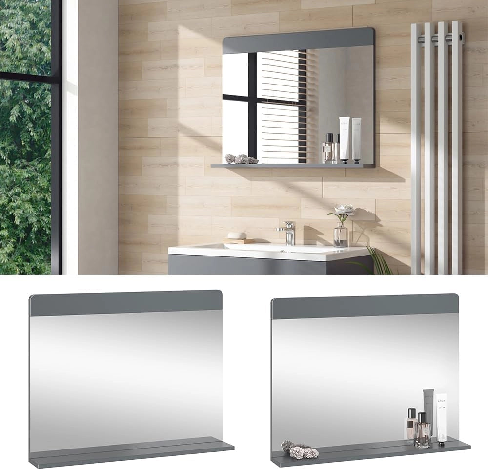 Specchio da bagno Izan, Grigio, 80.1 x 62 cm, a parete, combinabile con altri mobili da bagno Izan